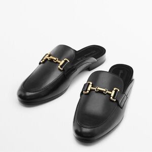 Massimo Dutti NWT black loafer mules size 6 1/2 and also fits size 7